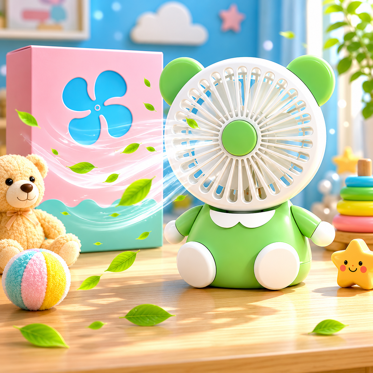 Вентилятор ведмедик зелений MIC 1