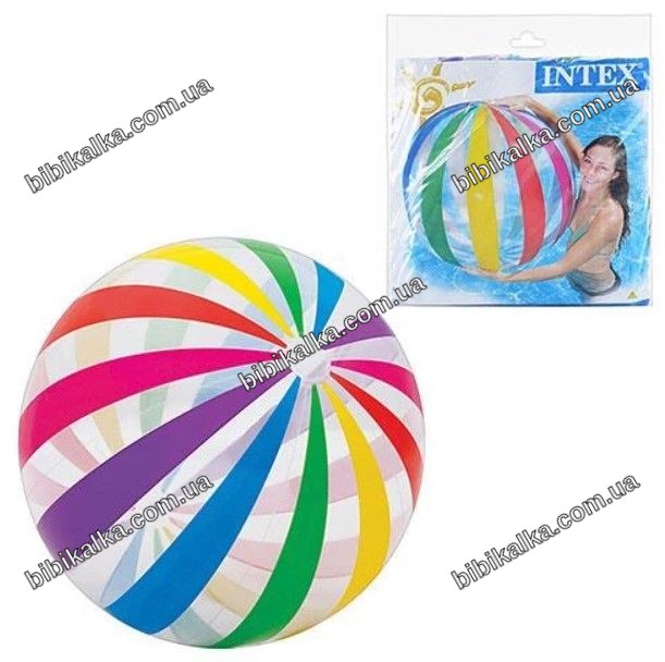 Надувной мяч Intex диаметром 107 см, разноцветный, для игр на воде и суше