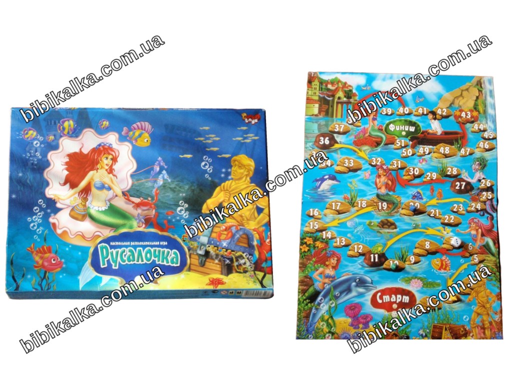 Настольная игра-ходилка Русалочка Dankotoys с красочным полем, 3 фишками и кубиком для детей от 3 лет
