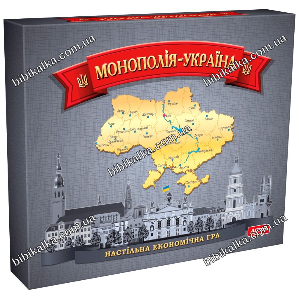 Настольная игра Монополия Украина на украинском языке с разноцветными элементами, весом 960 г, производства Украины для всей семьи