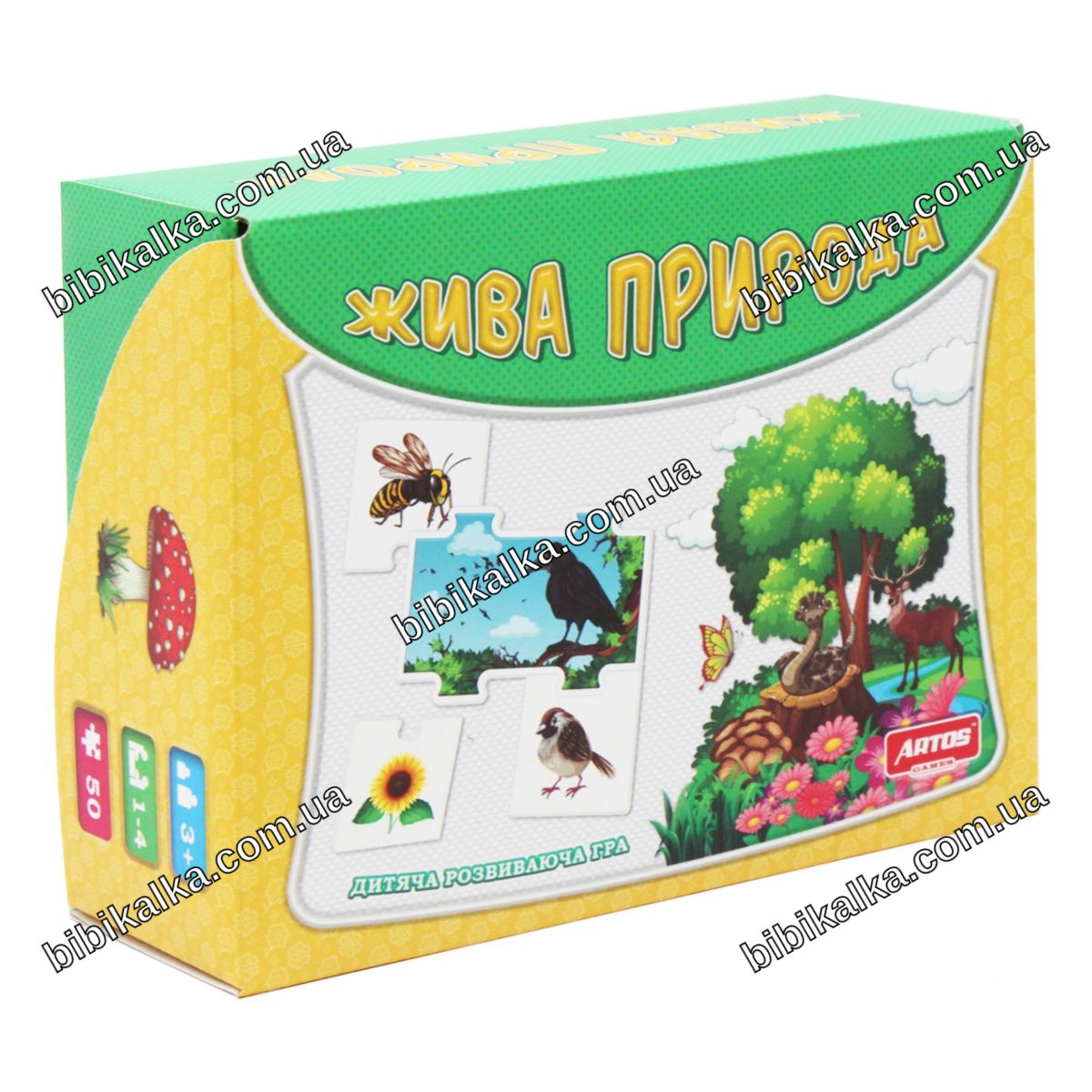 Логические пазлы Живая природа для 4 игроков с 10 круглыми карточками и 40 дополнительными для развития логики и внимания у детей