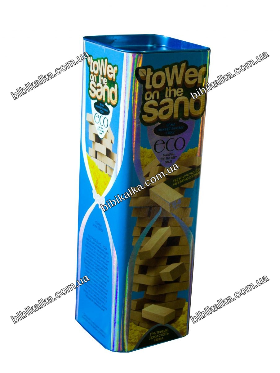 Настольная игра Vega Tower on the sand (Дженга с песком) — 54 бруска, деревянная башня с кинетическим песком для детей и взрослых