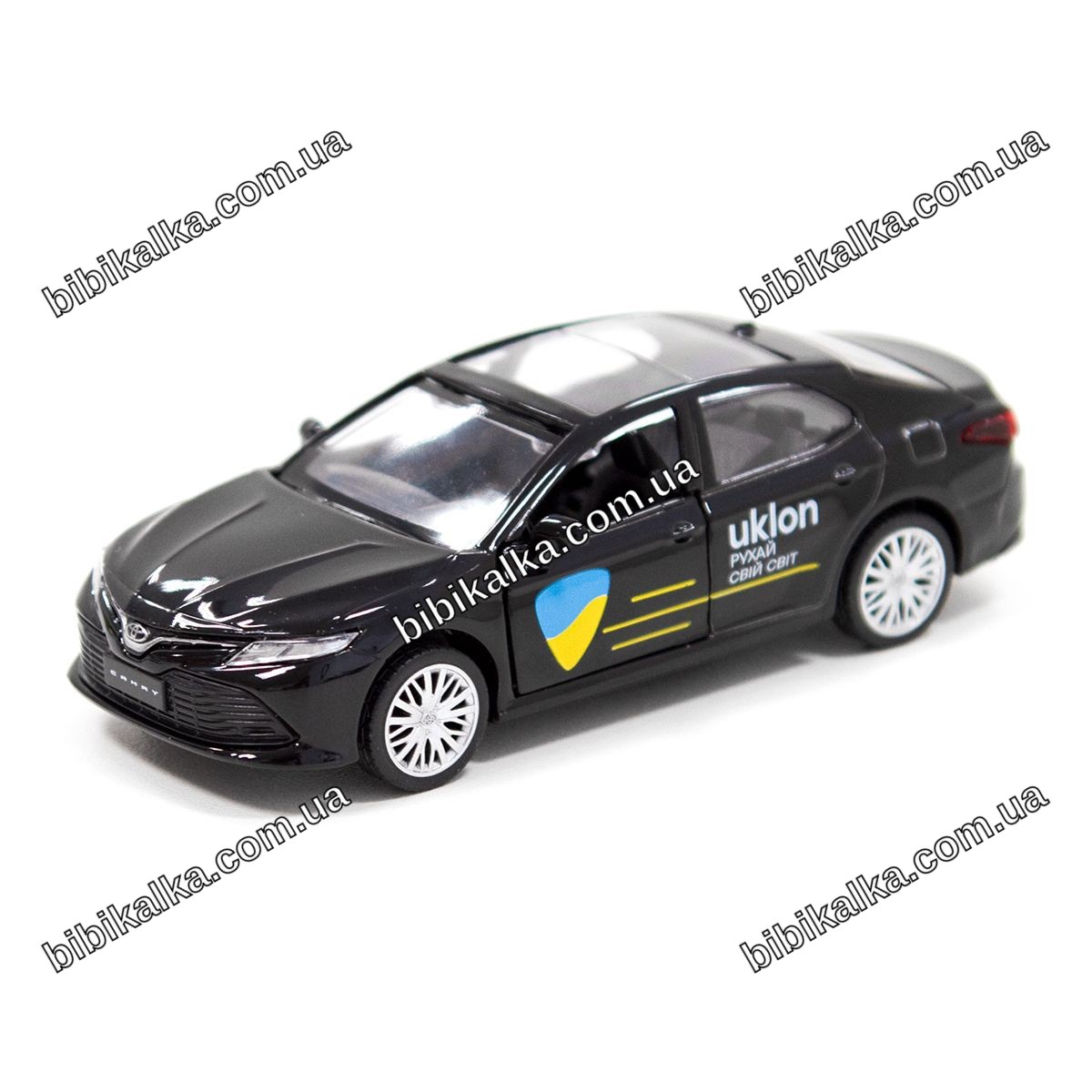 Машинка металлическая Toyota Camry Uklon черная инерционная с открывающимися дверями 11х4,5х3,5 см для коллекционеров и детей