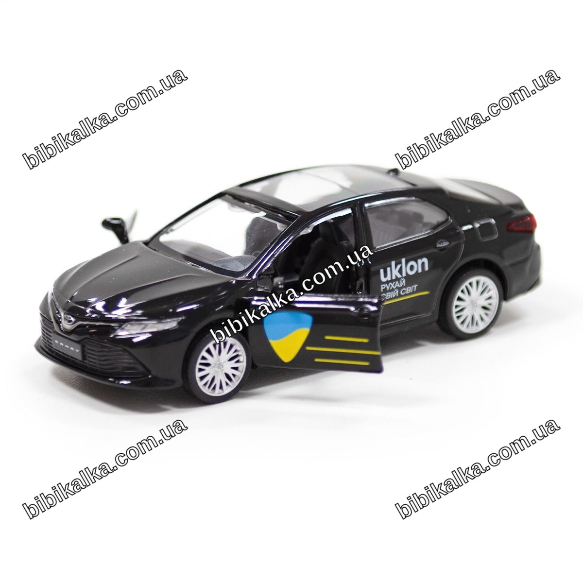 Машинка металлическая Toyota Camry Uklon черная инерционная с открывающимися дверями 11х4,5х3,5 см для коллекционеров и детей