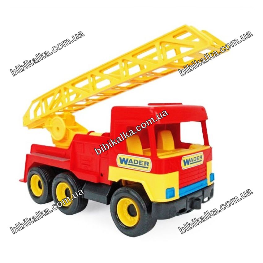 Пожарная машина Wader Middle truck с раздвижной лестницей, размер 17x47x25 см, красно-желтая для детей