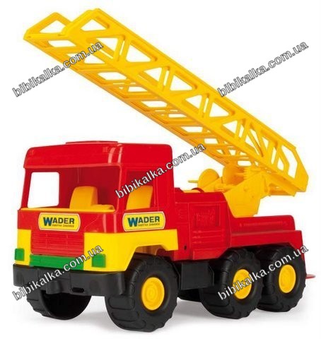 Пожарная машина Wader Middle truck с раздвижной лестницей, размер 17x47x25 см, красно-желтая для детей