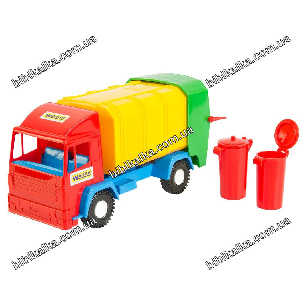 Мусоровоз пластиковый Mini truck Wader 29x10x13 см с подвижными элементами и съемным баком для реалистичной игры детей
