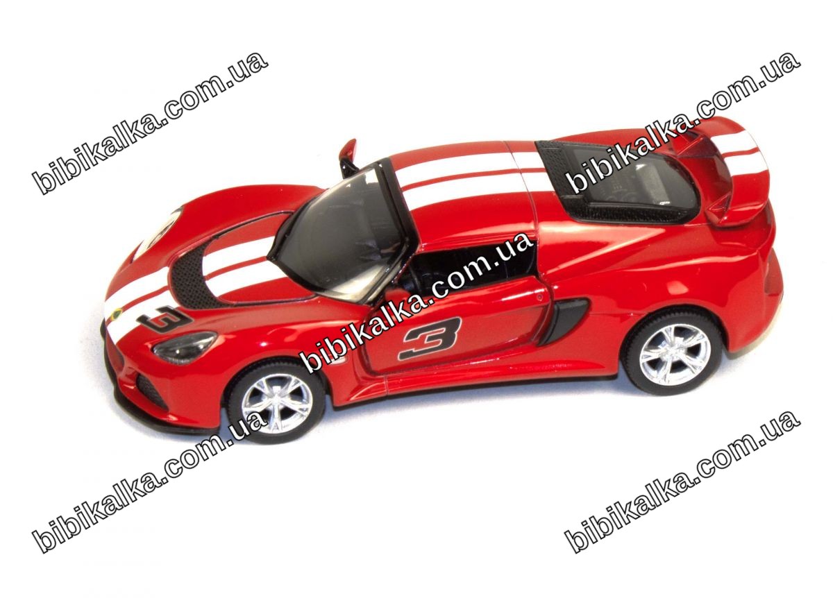 Инерционная металлическая машинка KINSMART Lotus Exige S красная с открывающимися дверями и резиновыми колесами для коллекционирования и игры