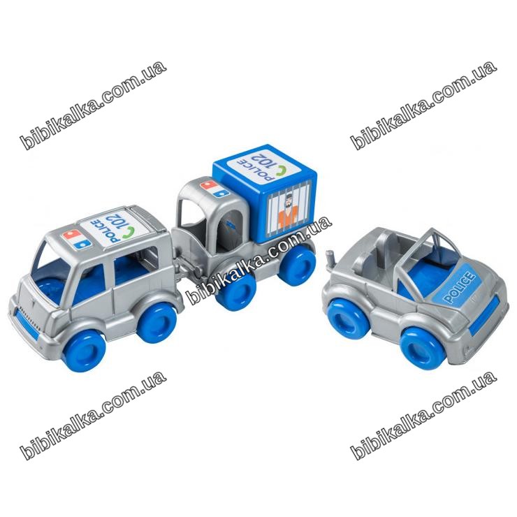 Набір машинок Kid cars Поліція, 3 поліцейські машинки 4х9х6 см з міцного пластику для сюжетних ігор