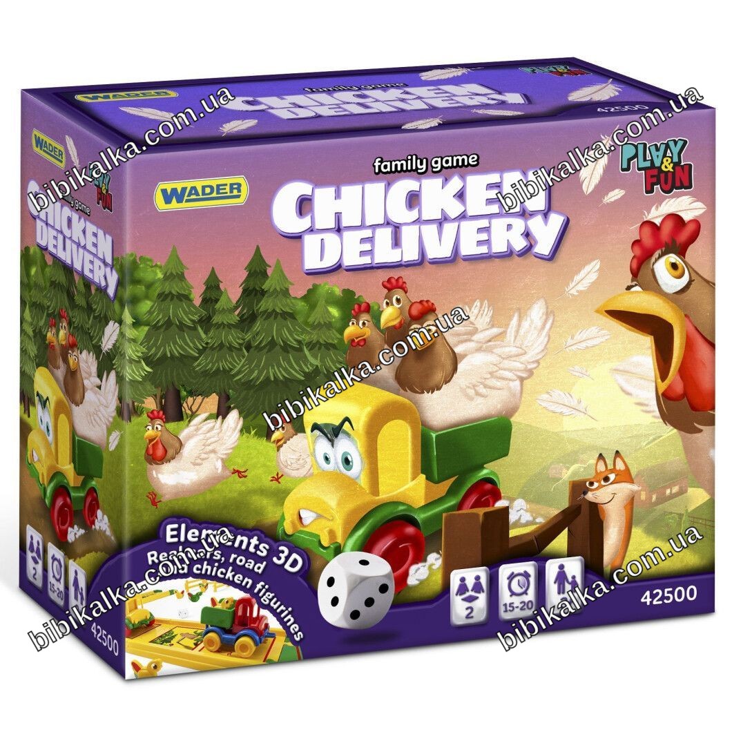 Настільна гра Chicken Delivery з 3D-елементами — доставка курей, вантажівки та траса для всієї родини