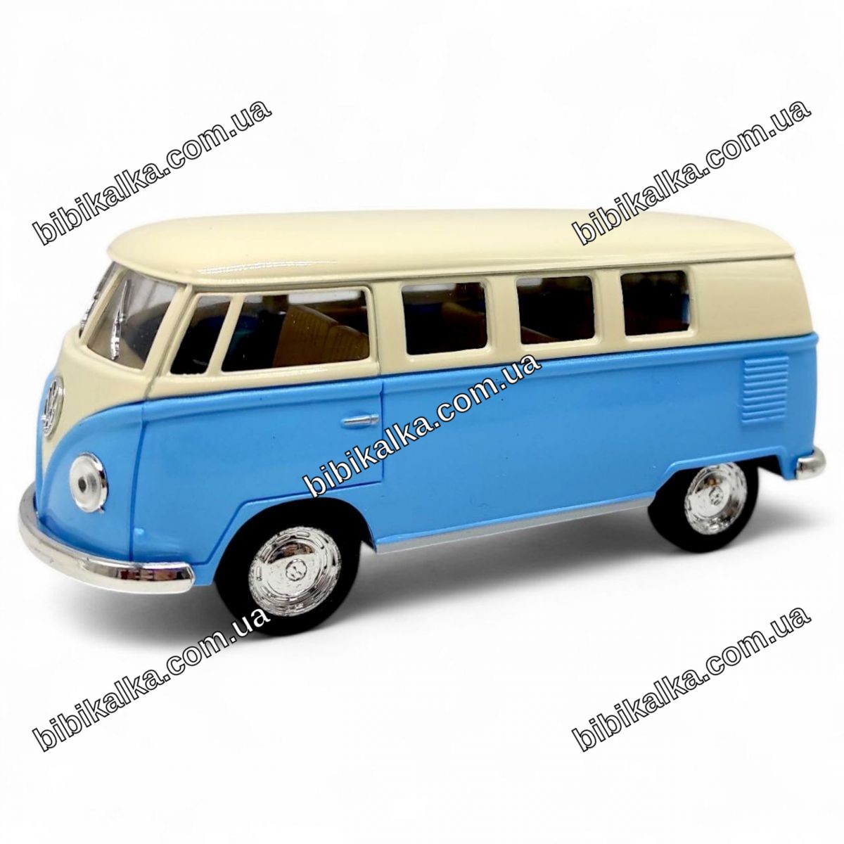 Машинка металева Автобус VOLKSWAGEN CLASSICAL BUS блакитний з інерційним механізмом і дверима, що відкриваються, для дітей