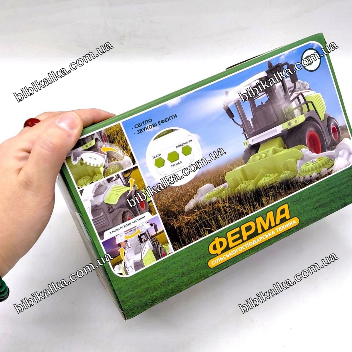 Іграшковий комбайн на батарейках зі світлом та звуком, розмір 23×13×14,5 см, біло-зелений, для дітей від 3 років