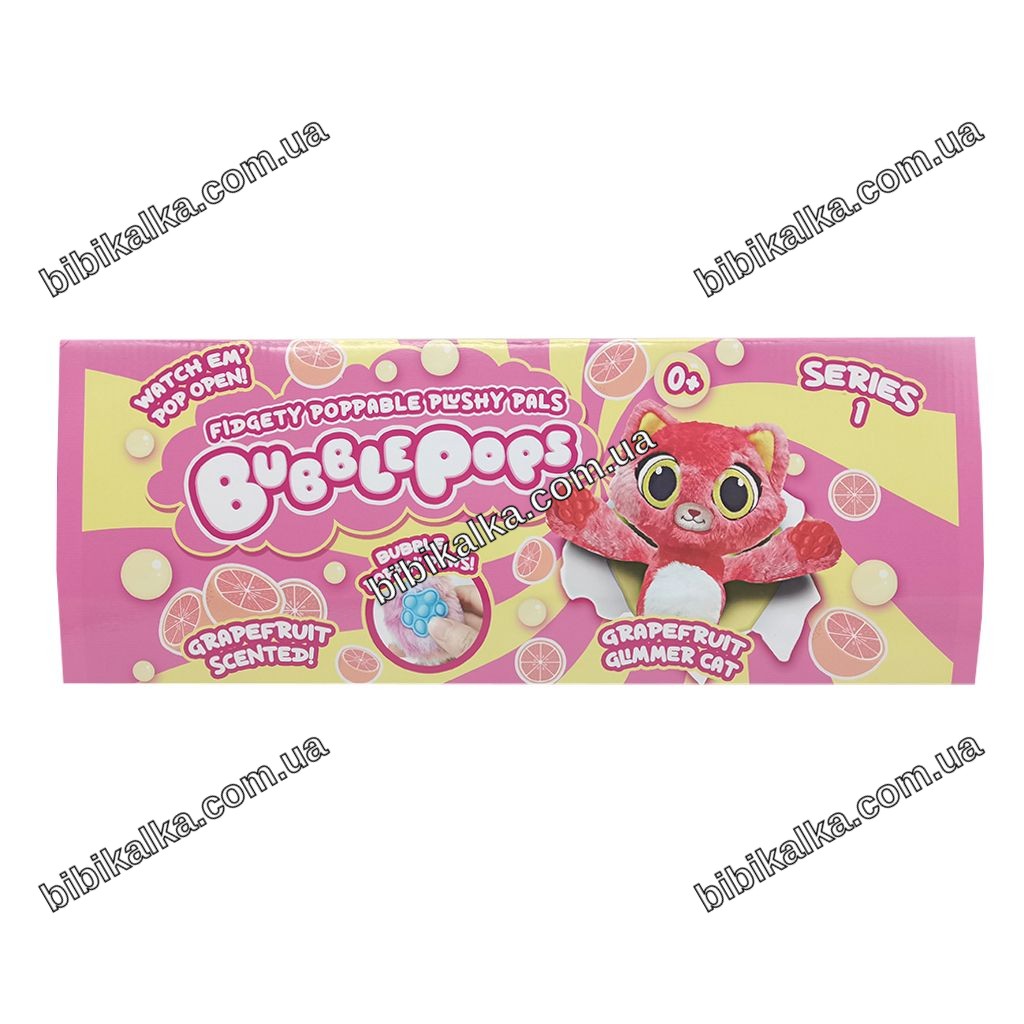 Мягкая игрушка Bubble Pops Грейпфрутовая кошка 34 см с ароматом грейпфрута и силиконовыми лапками для новорожденных