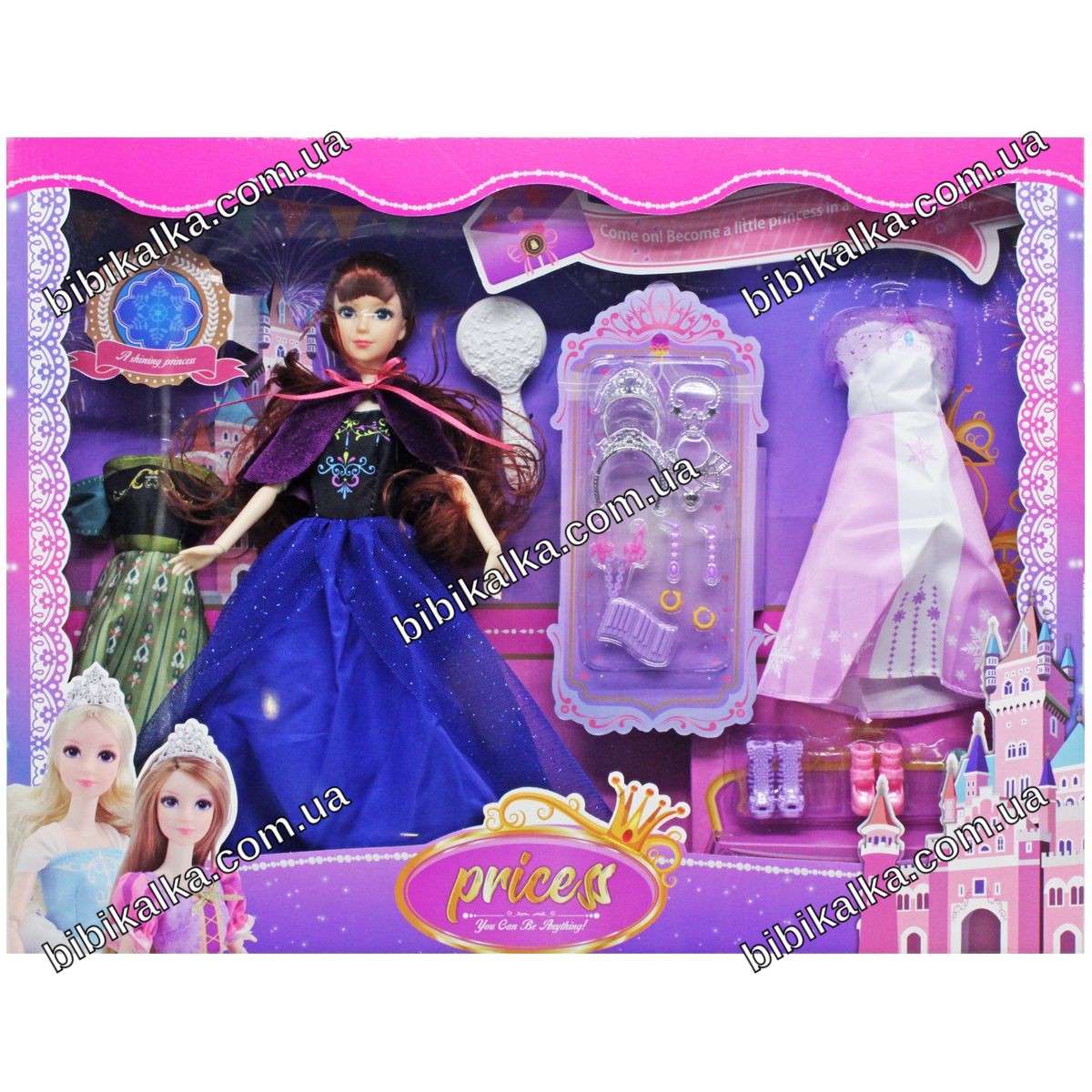 Кукольный набор Princess с аксессуарами: кукла 28 см, 2 платья, 3 пары туфель и украшения для сюжетных игр