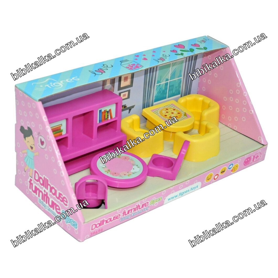 Набор мебели для гостиной Dollhouse furniture TIGRES с шкафом, стульями и креслами из пластика для маленьких кукол