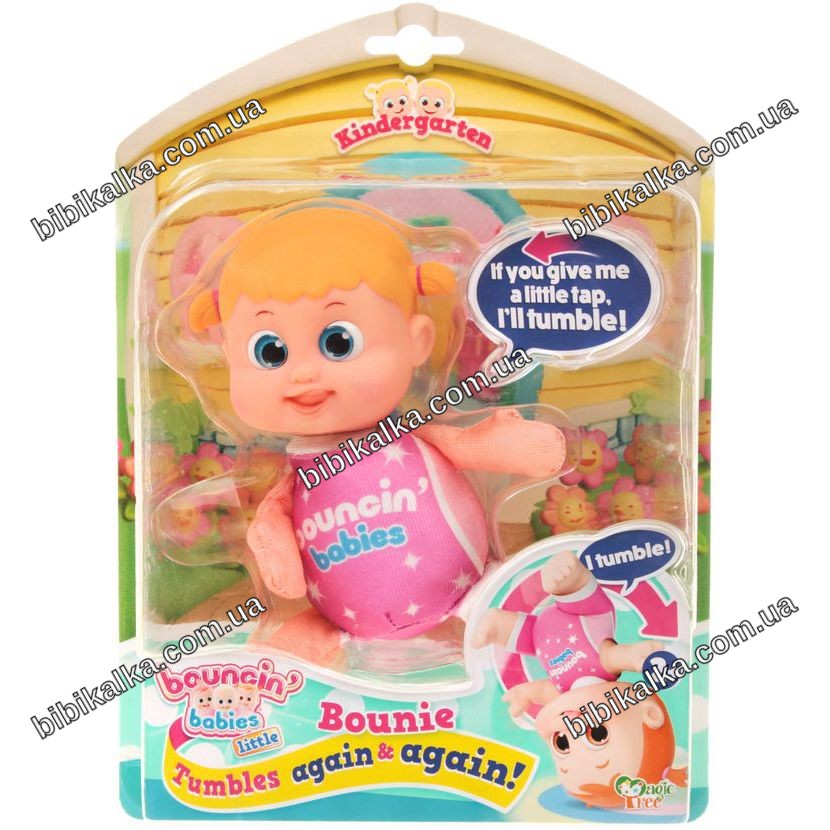 Лялька-пупс Bouncin' Babies Bounie 15,5 см з ефектом перекидання, м'яке тіло, різнобарвна, для дітей