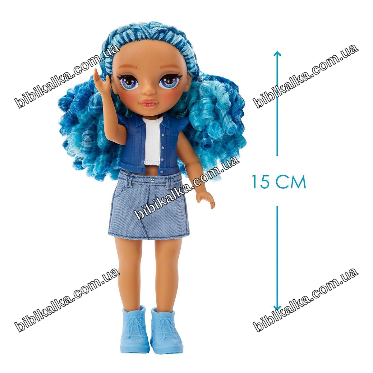 Кукла Rainbow High Littles Сапфира 15 см с синими волосами и питомцем с эффектом кристалла для детей от 4 лет