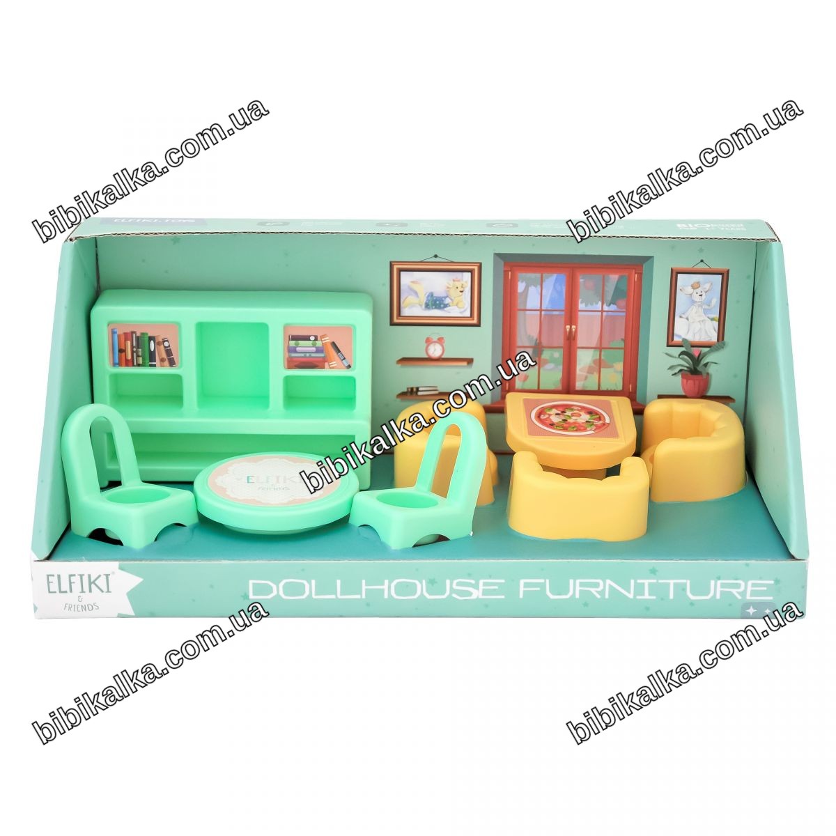 Набор мебели для кукол ELFIKI гостиная из 8 элементов из биопластика для детей от 3 лет