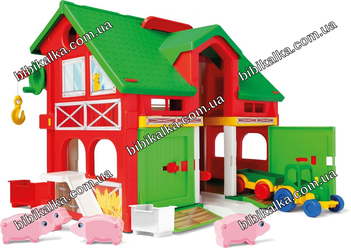 Игровой набор Play House Домик-ферма Wader с двухэтажным домиком, лифтом и трактором для детей от 3 лет