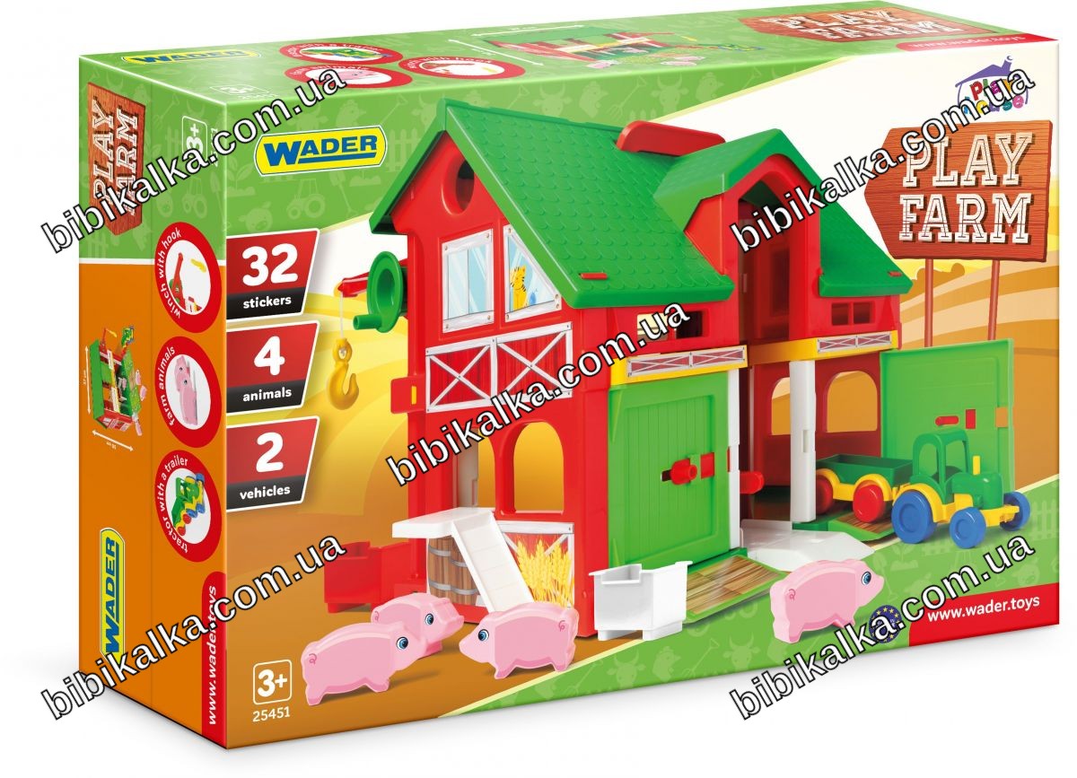 Игровой набор Play House Домик-ферма Wader с двухэтажным домиком, лифтом и трактором для детей от 3 лет