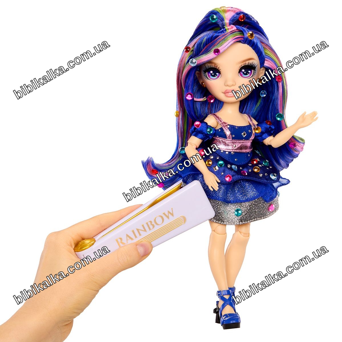 Кукла Rainbow High Be Dazzling Женевьева с синими волосами, 9 точками артикуляции и аксессуарами для детей от 4 лет