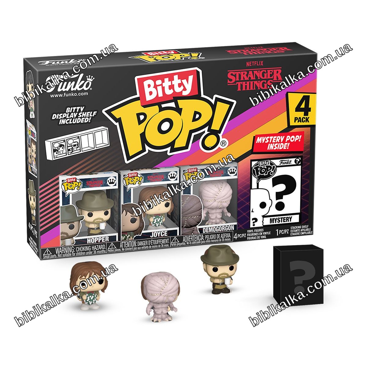 Набор фигурок Bitty Pop! Очень странные дела Хоппер, 4 мини-фигурки Funko из винила, коллекционная серия, одна секретная, для коллекционирования и подарка