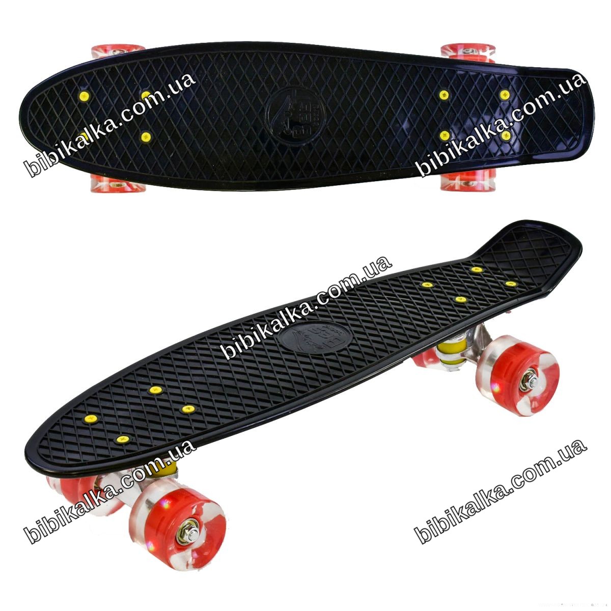 Пенни борд Best Board черный с светящимися колесами, декой с противоскользящей поверхностью и нагрузкой до 70 кг для детей и подростков