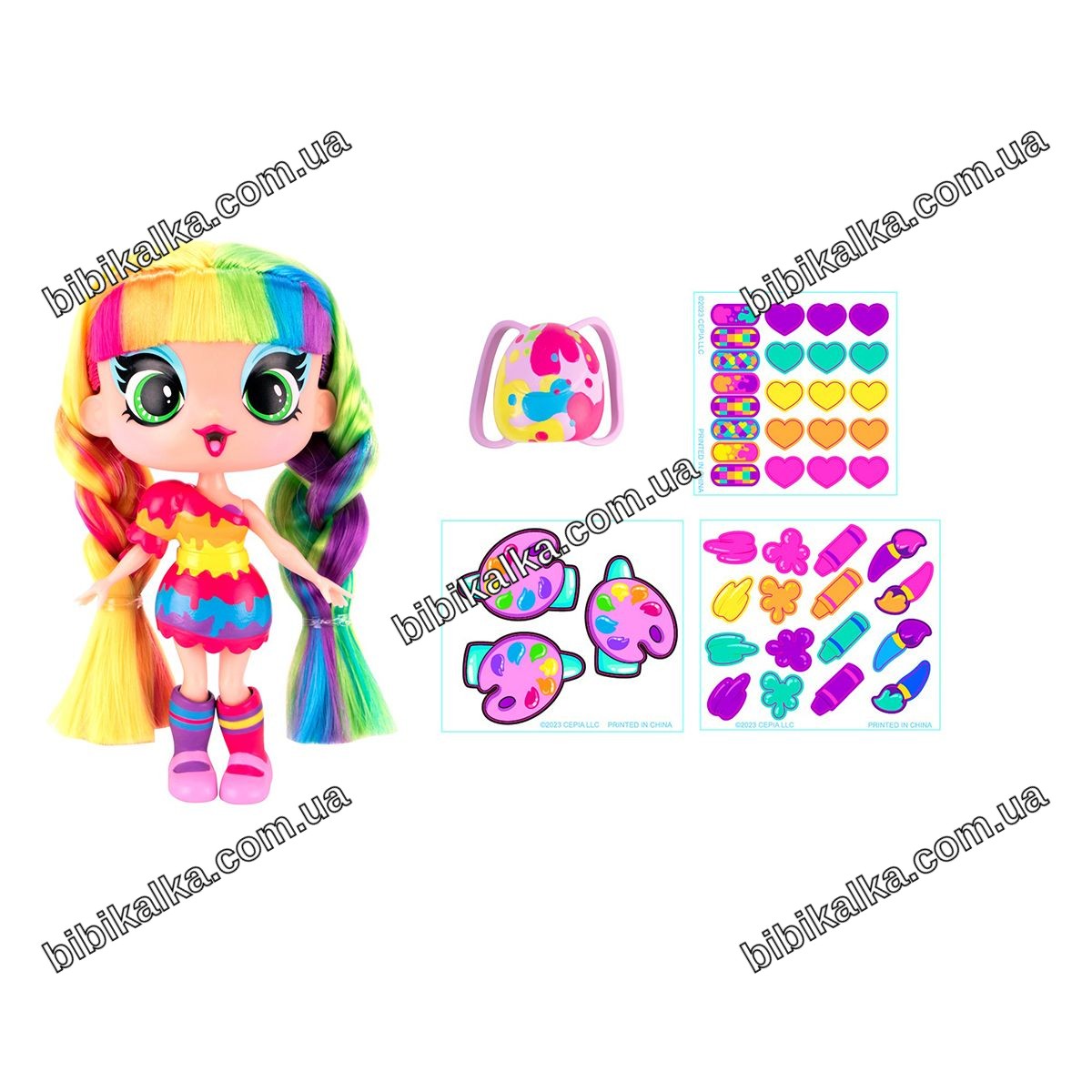 Игровой набор Decora Girlz — дизайнерский магазин наклеек с куклой, 170 наклеек и аксессуары для творчества, 19×23×9,5 см