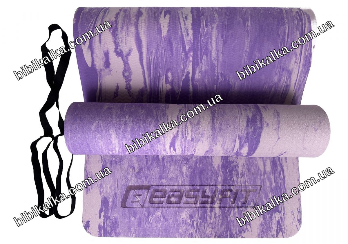 Коврик для йоги EasyFit s-EVA Mat 8 мм, размер 183 x 61 см, материал s-EVA (super EVA), фиолетовый, для фитнеса, йоги и пилатеса